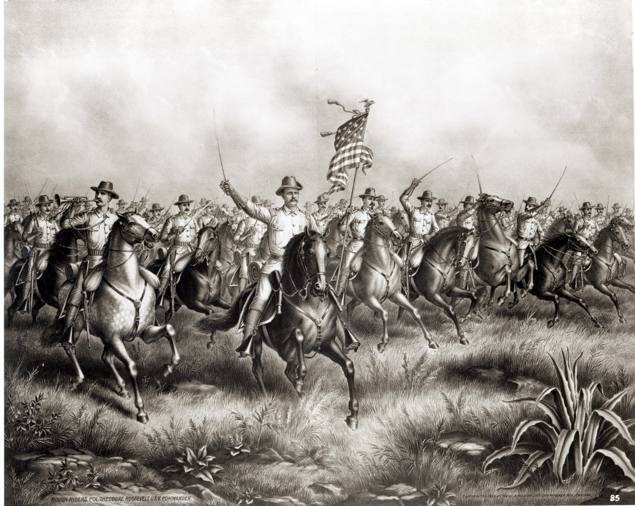 Rough Riders: Oberst Theodore Roosevelt, US-Kommandant am San Juan Hill, Santiago, Kuba, 1898 von American School