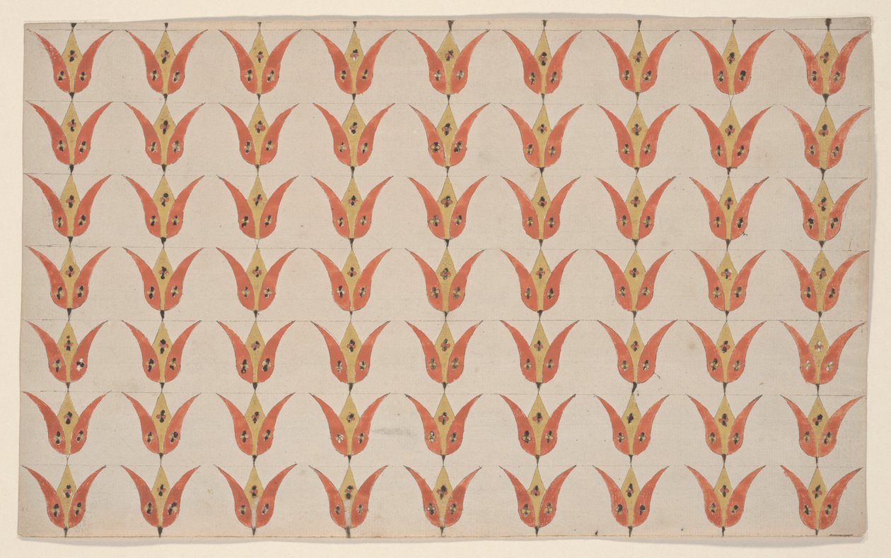 Sieben Reihen von Tulpen, Frakturmalerei, ca. 1800-20 von American School