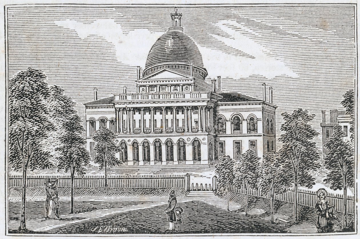 Südansicht des State House in Boston an der Beacon Street, aus 