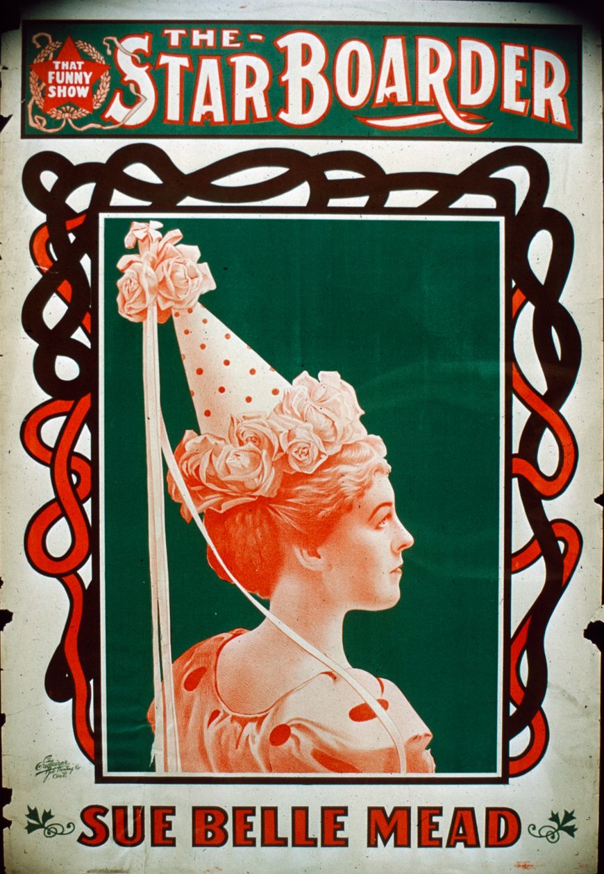 Star Boarder Theaterplakat mit Schauspielerin Sue Belle Mead, ca. 1900 von American School