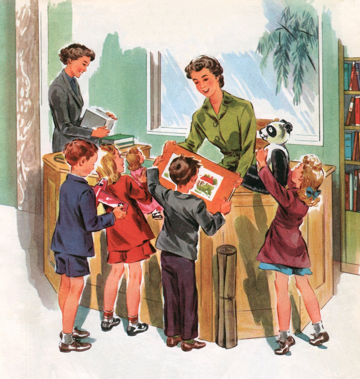 Schüler in der Schulbibliothek, ca. 1950 von American School