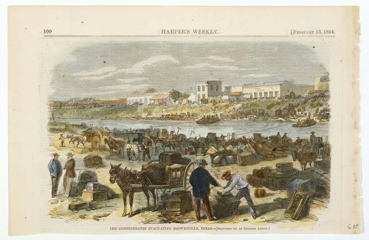 Die Konföderierten räumen Brownsville, Texas, ca. 1864 von American School
