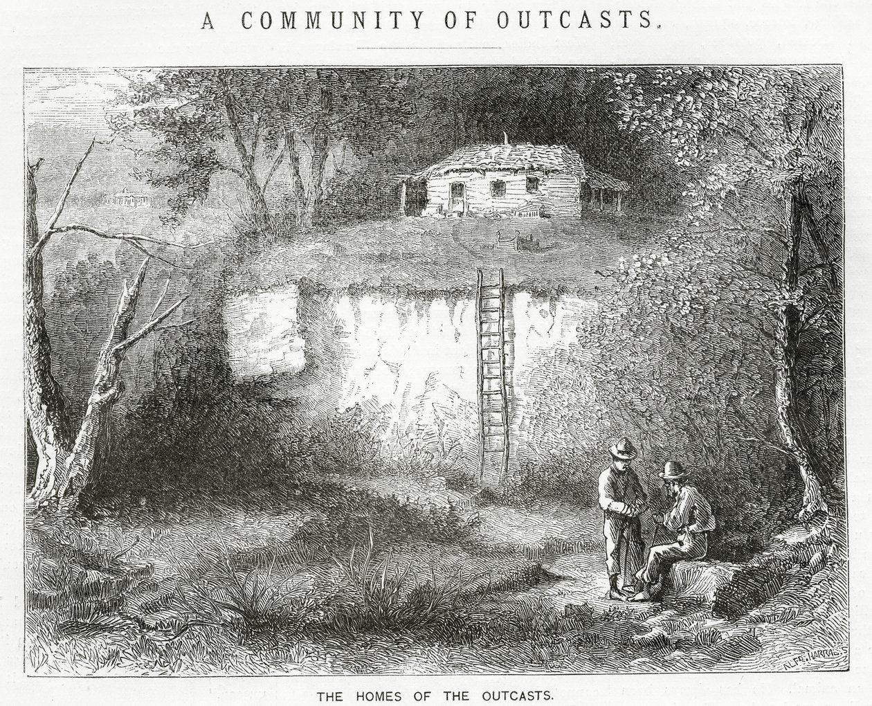 Die Häuser der Ausgestoßenen, Illustration für eine Feature-Story, A Community of Outcasts, aus Appletons Journal von American School