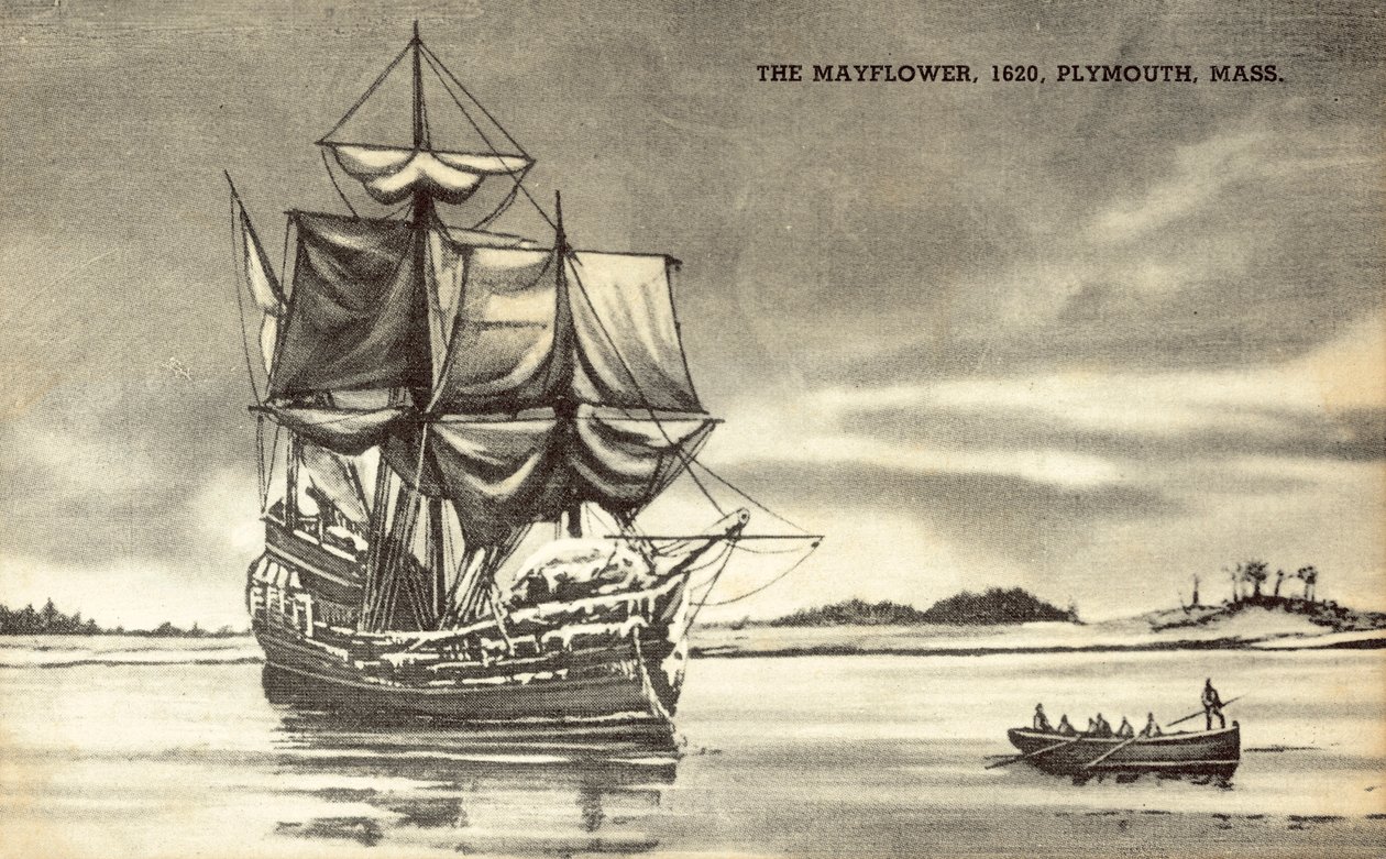 Die Mayflower in Plymouth, Massachusetts von American School