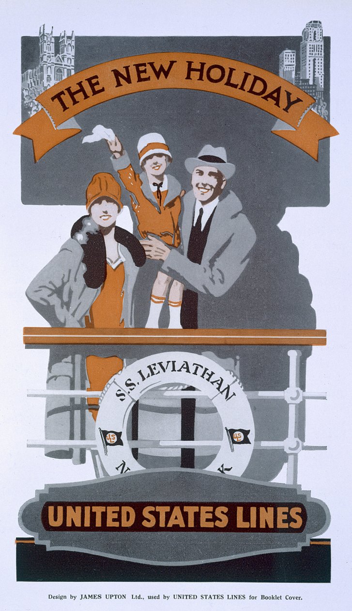 Der neue Urlaub, Werbung für United States Lines, SS Leviathan, 1920er Jahre von American School