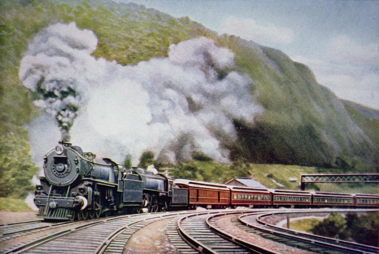 Der New York nach Chicago Express an der Horse-Shoe Curve, Alleghany, ca. 1930 von American School