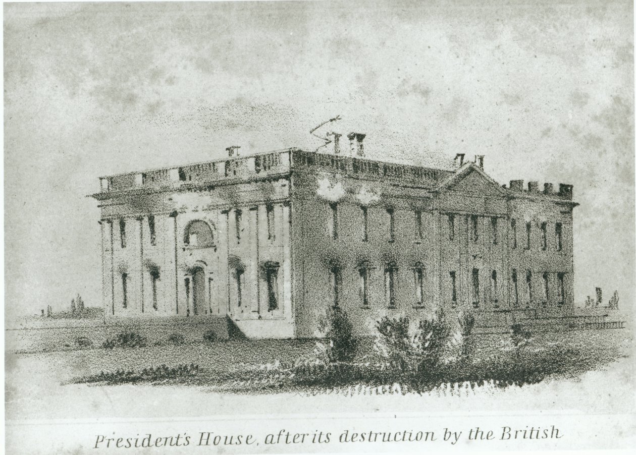 Das Präsidentenhaus nach der Zerstörung durch die Briten, aus Wattersons 