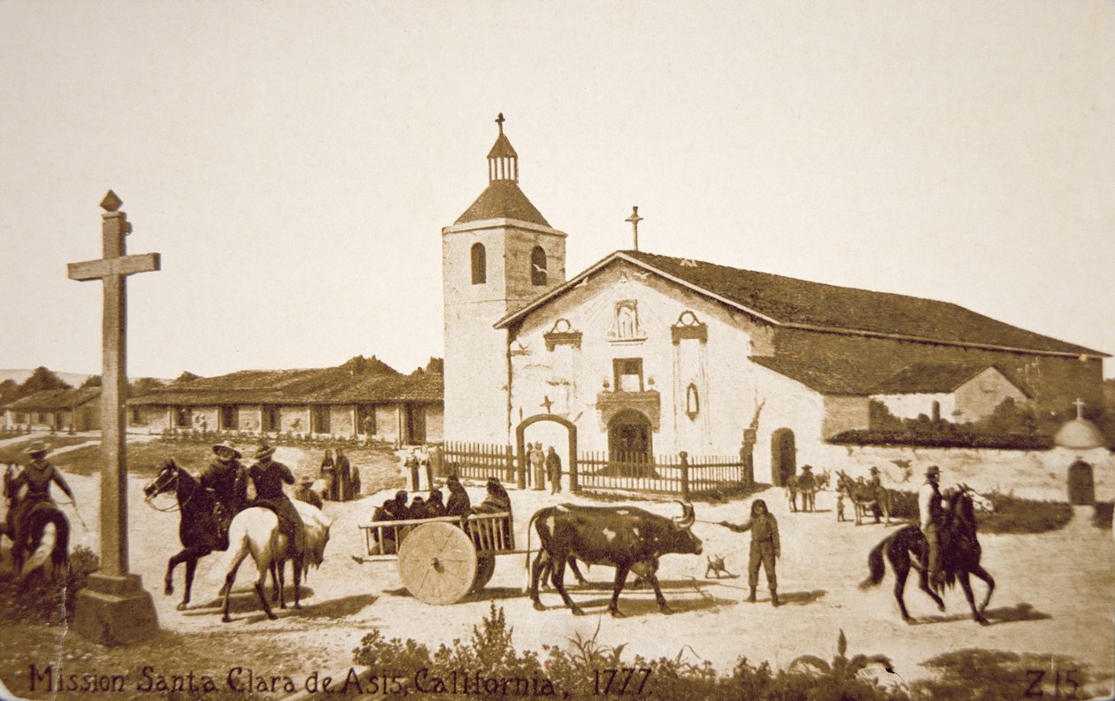 Die spanische Mission, Santa Clara de Asis, Kalifornien im Jahr 1777 von American School