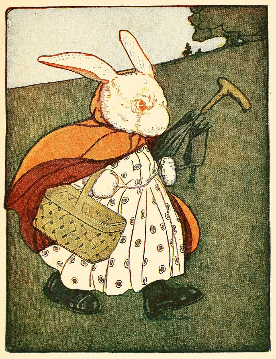 Dann ging die alte Frau Kaninchen ... durch den Wald zum Bäcker, aus Die Geschichte von Peter Hase, 1916 von American School