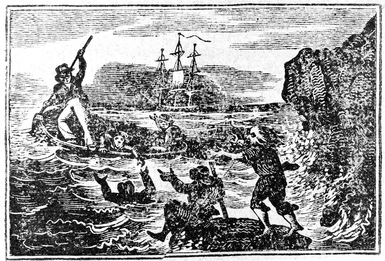 Titelseite des Berichts über den Verlust der Essex, 1824 von American School