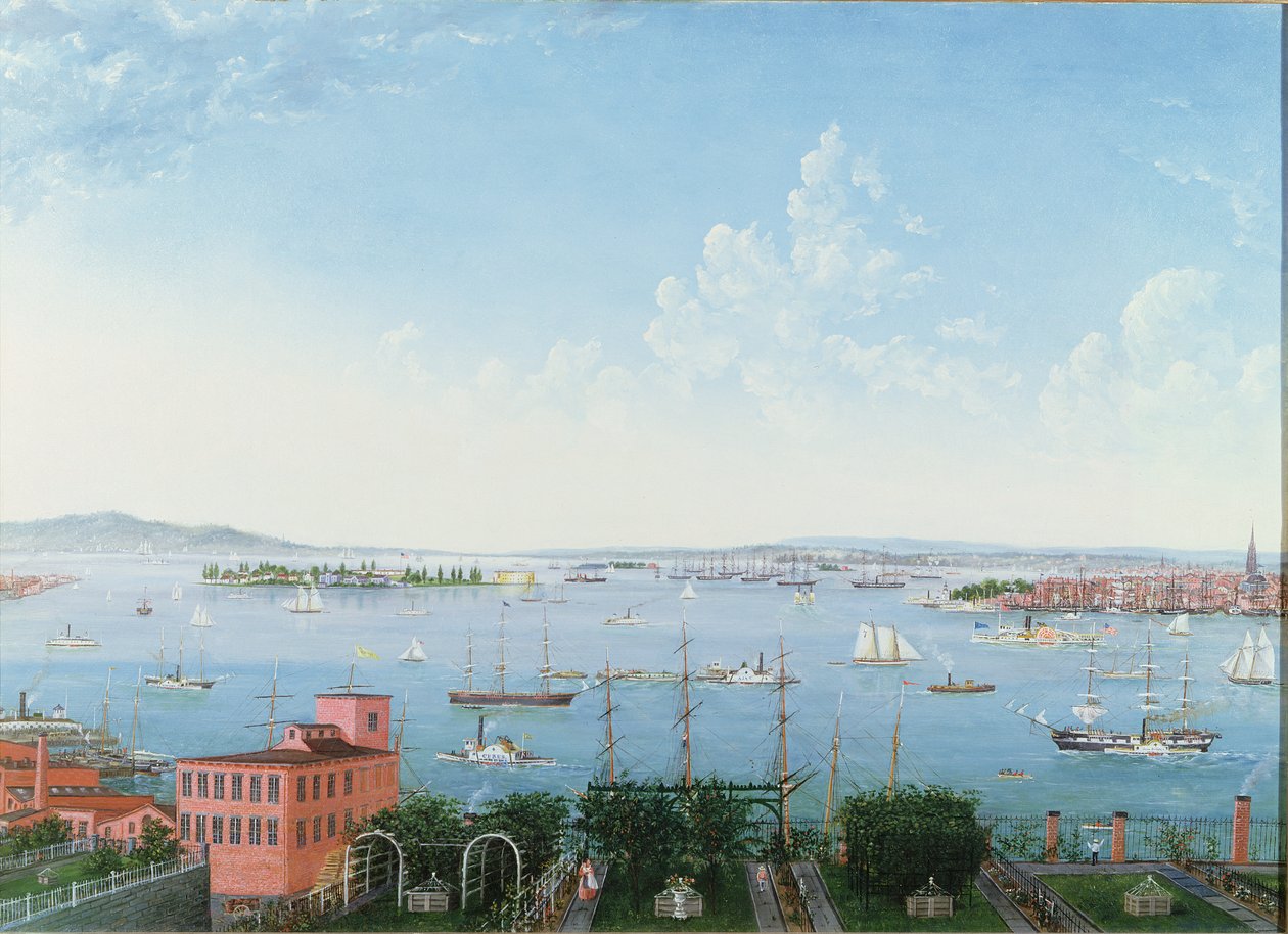 Blick auf den Hafen von New York von Brooklyn Heights, ca. 1860 von American School