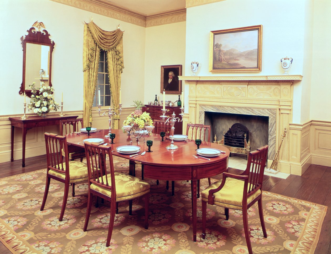 White Hall Speisesaal, in der Nähe von Charleston, South Carolina, 1818 von American School
