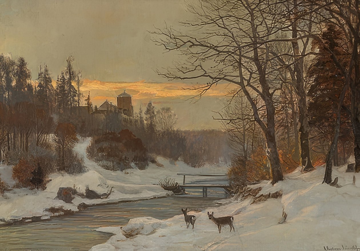 Winterliche Bachlandschaft von Anders Andersen Lundby