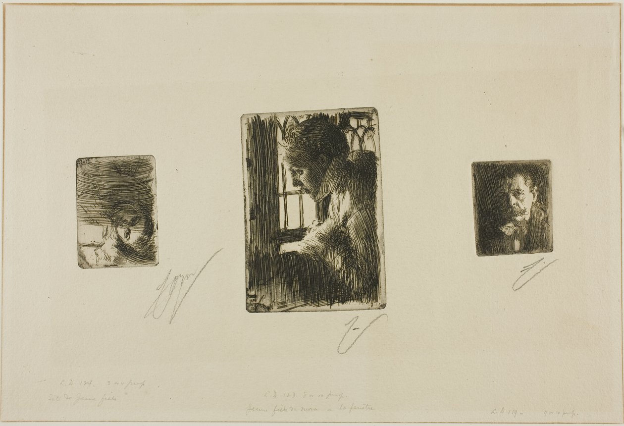 Mädchenkopf; Bauernmädchen am Fenster von Anders Zorn
