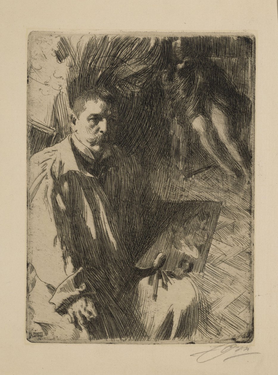 Selbstbildnis mit Modell II von Anders Zorn