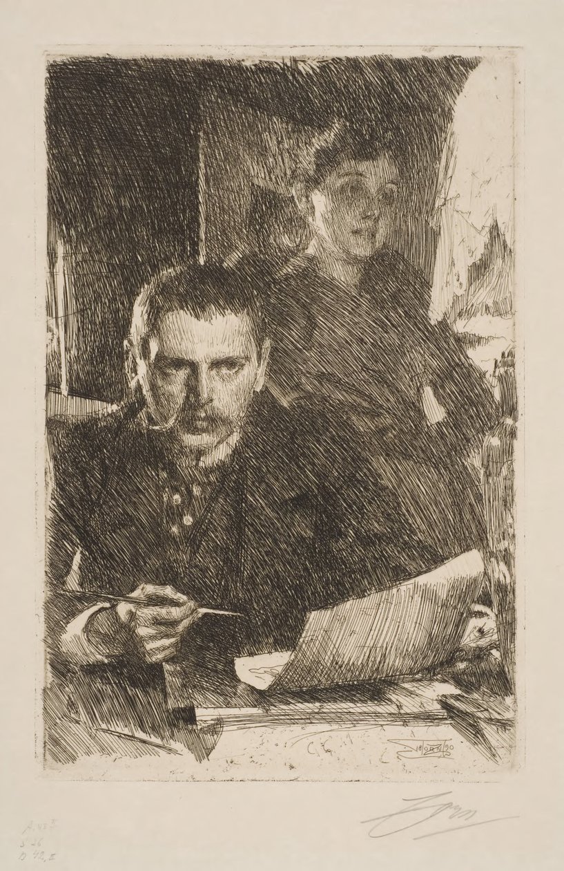 Selbstporträt mit Ehefrau Emma von Anders Zorn