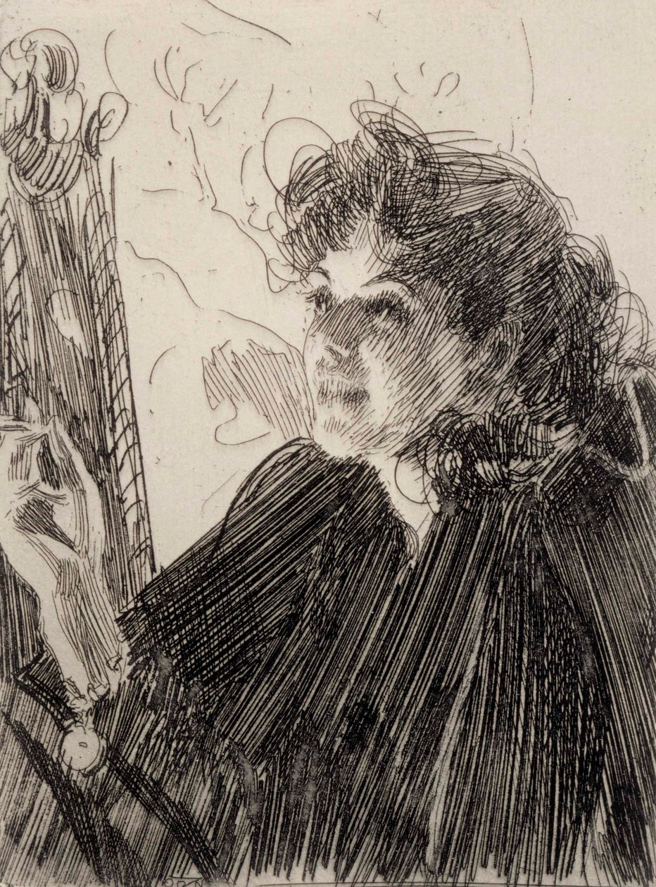 Frau beim Rauchen von Anders Zorn