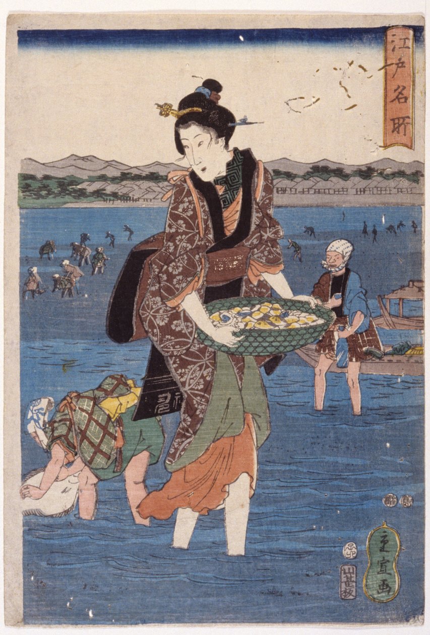Große watende weibliche Figur von Ando or Utagawa Hiroshige