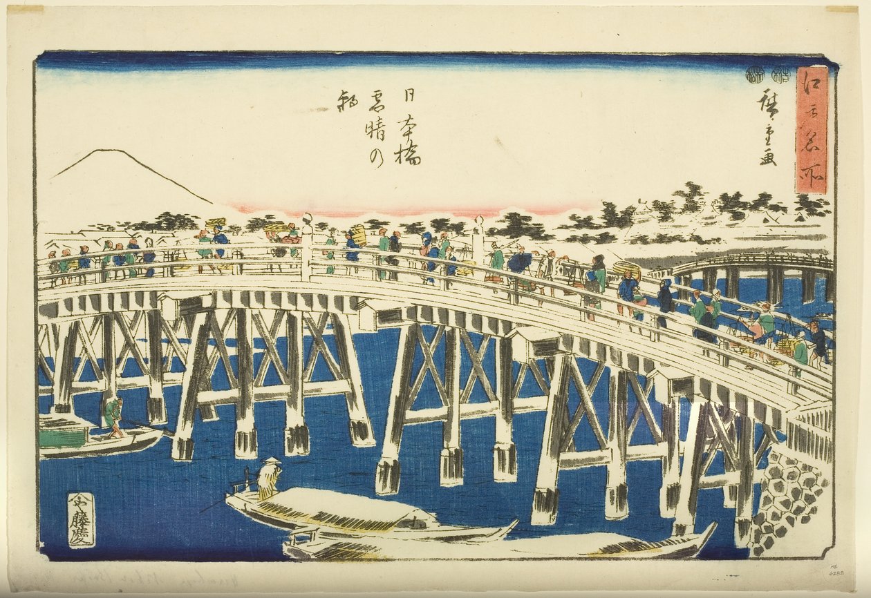 Klarer Morgen nach Schnee an der Nihonbashi-Brücke von Ando or Utagawa Hiroshige