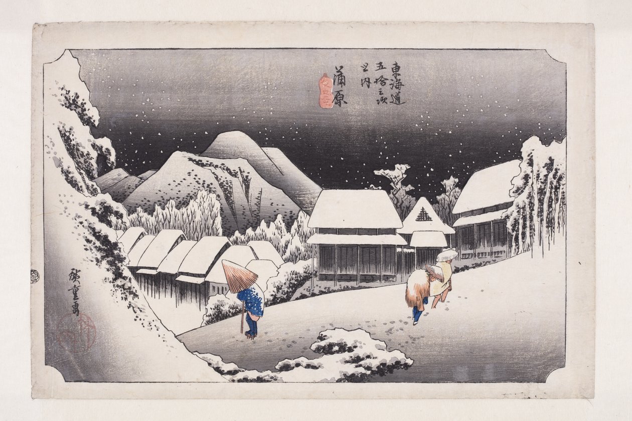 Kanbara: Nachtschnee (Kanbara, yoru no yuki) von Ando or Utagawa Hiroshige