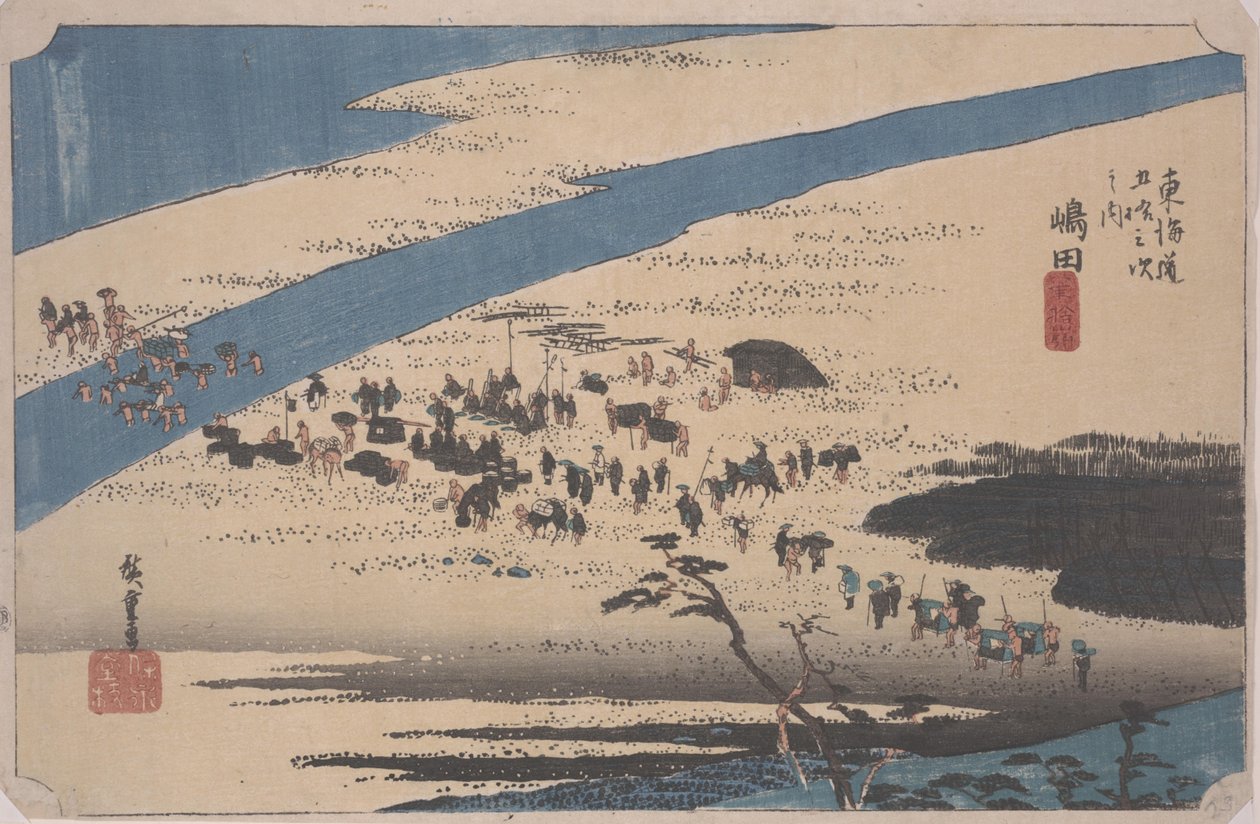 Suruga-Ufer des Oi-Flusses von Ando or Utagawa Hiroshige