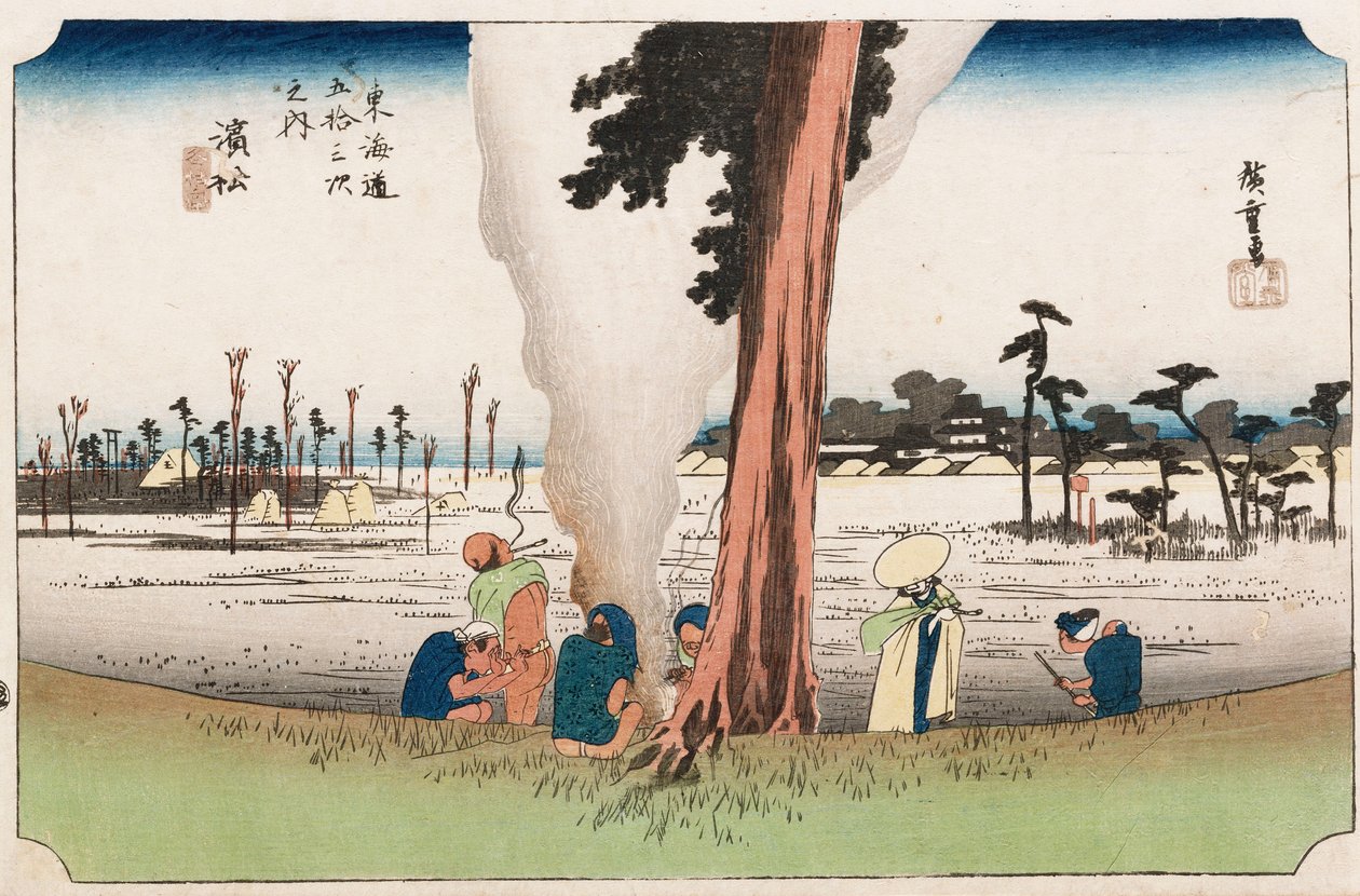 Winteransicht, Hamamatsu, aus der Serie Die dreiundfünfzig Stationen des Tokaido, ca. 1834 von Ando or Utagawa Hiroshige