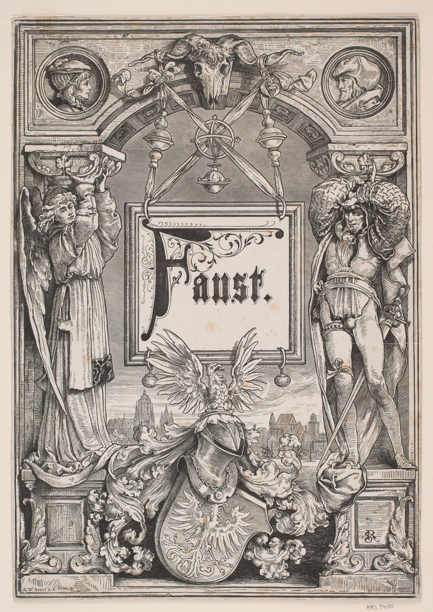 Titelblatt und Vignette zu einer Ausgabe von "Faust", München 1884 von André Bork