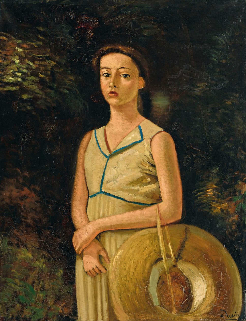 Porträt von Geneviève mit Strohhut, Nichte des Malers von Andre Derain