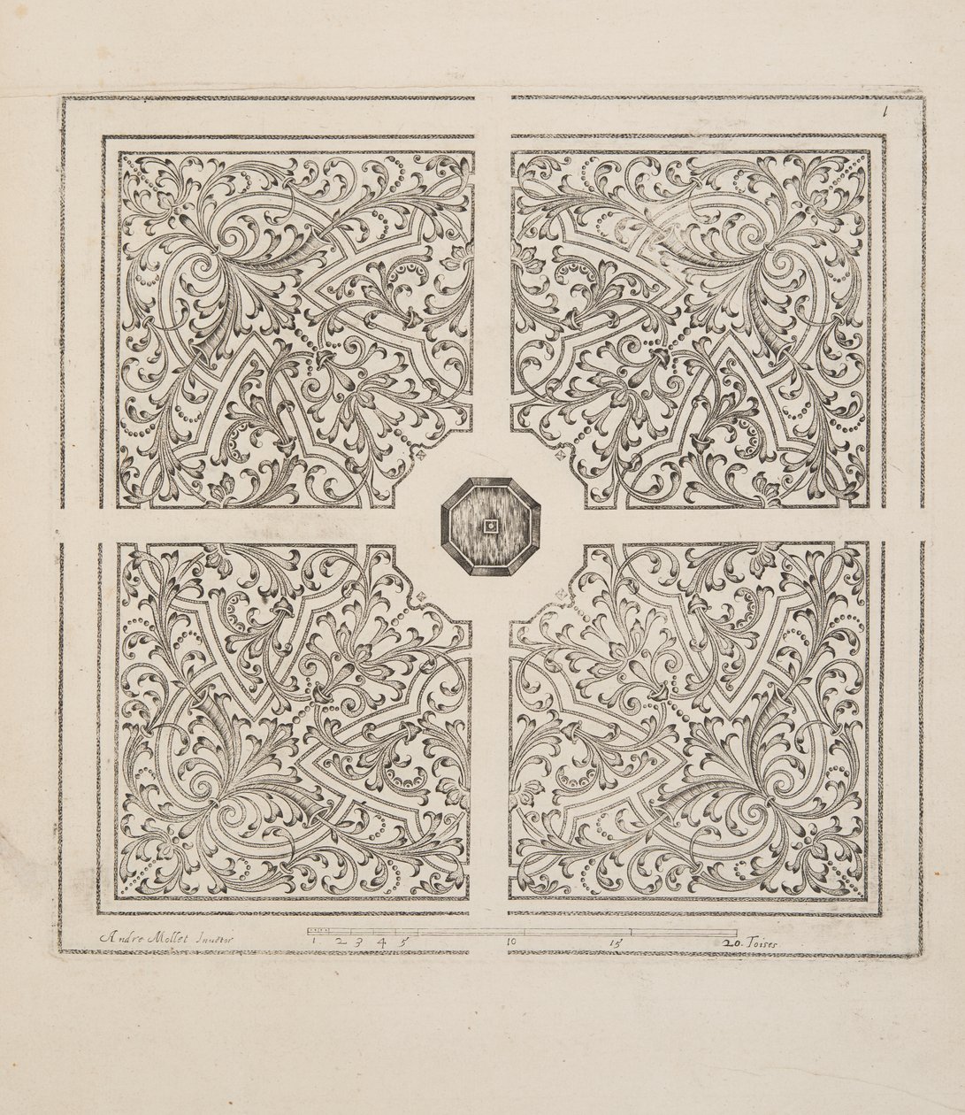 Entwurf für Parterre, aus Theatre des Plans et Jardinages, veröffentlicht 1652 von André Mollet