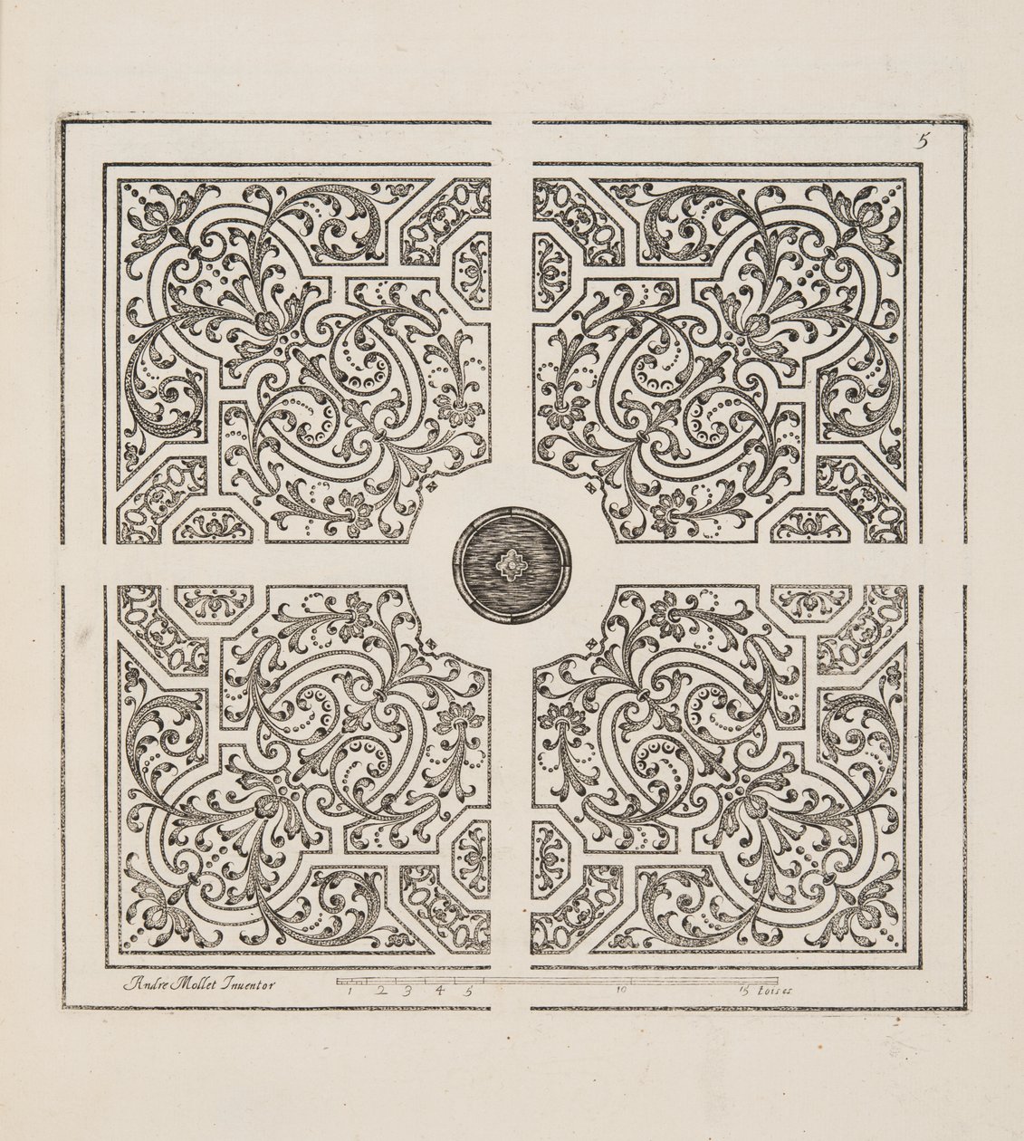 Entwurf für Parterre, aus Theatre des Plans et Jardinages, veröffentlicht 1652 von André Mollet
