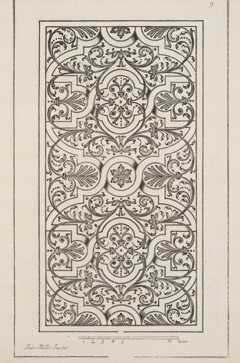Entwurf für Parterre, aus Theatre des Plans et Jardinages, veröffentlicht 1652 (Gravur) von André Mollet