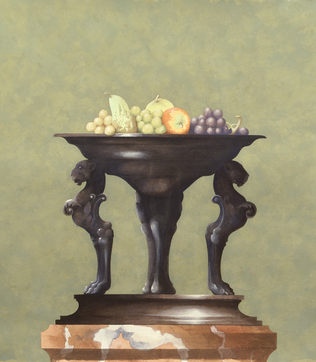 Bronzene Vase mit Früchten von Andras Kaldor