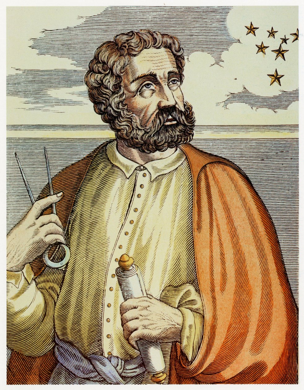 Porträt von Ferdinand Magellan (1480 - 1521) mit Navigationsinstrumenten von Andre Thevet