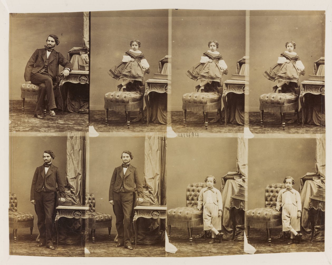 Porträts sitzend: Docteur Magnan und sein Sohn und seine Tochter, ca. 1861 von Andre Adolphe Eugene Disderi