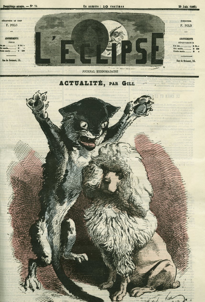 Actualité, Illustration für eine Ausstellung „Der Hund und die Katze“ in Paris. Titelblatt in „L