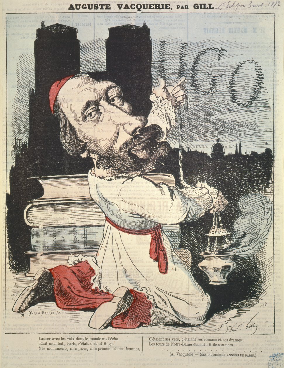 Auguste Vacquerie (1819-95) vom Titelblatt von LEclipse, graviert von Yves & Barret, 3. November 1872 von Andre Gill