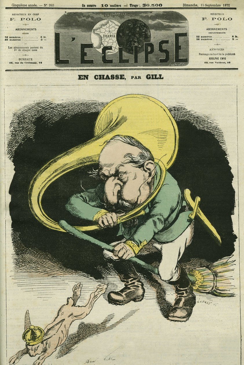 Auf der Jagd, Louis-Napoleon Bonaparte (1808-1873), Präsident der Republik 1848 und Kaiser von Frankreich von 1852 bis 1871. Titelblatt in "L