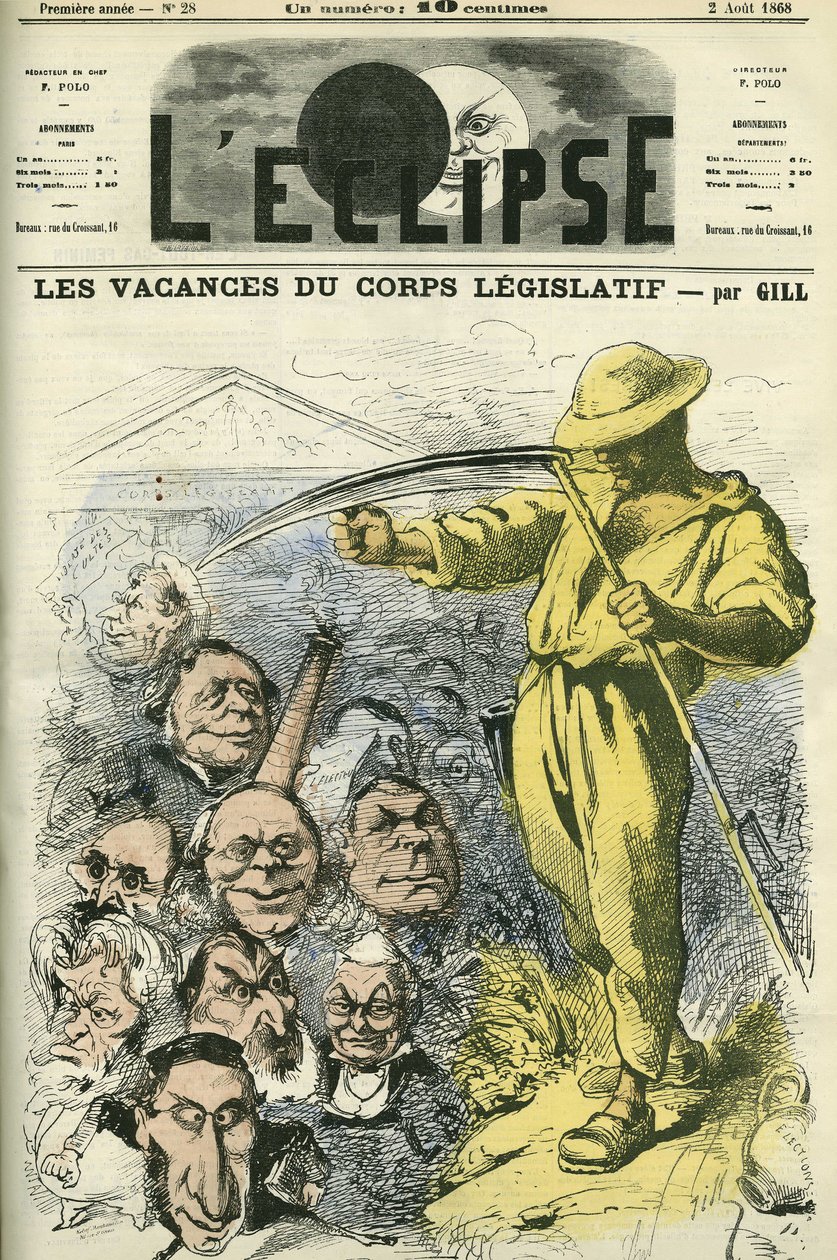 An Feiertagen des Gesetzgebenden Körpers verlassen die Abgeordneten der Nationalversammlung den Palais Bourbon. Titelbild in „L