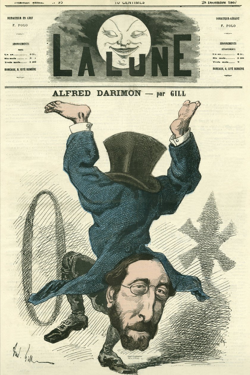 Porträt von Alfred Darimon (1819-1902), französischer Politiker. Karikatur von Gill, in „La Lune“, 28. Dezember von Andre Gill