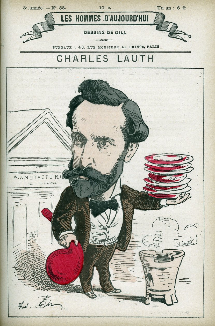 Porträt von Charles Lauth (1836-1913), ein französischer Chemiker, er war Direktor der Ecole Supérieure de Physique et de Chimie Industrielles (ESPCI) in Paris. Karikatur von Gill, Paris. von Andre Gill