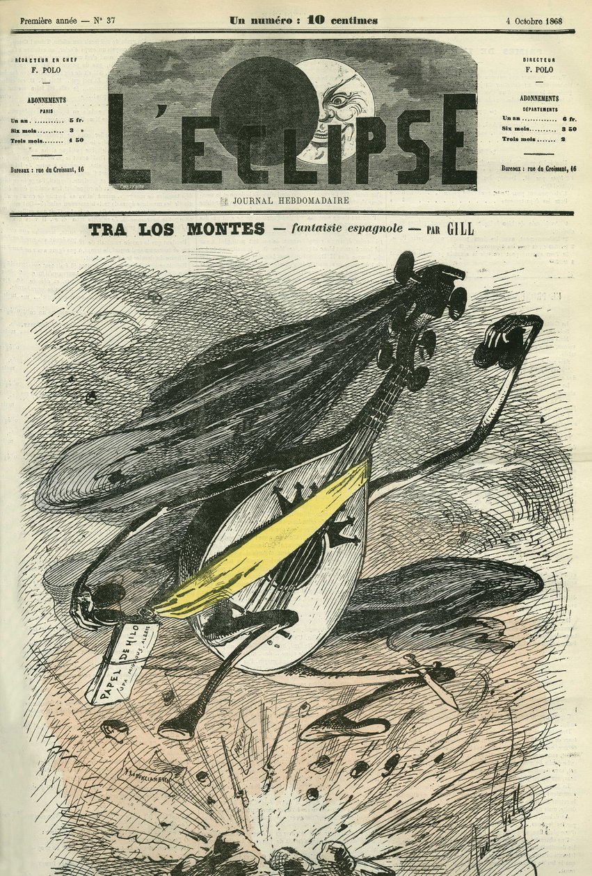 Tra los montes, spanische Fantasie, Evokation des schwierigen politischen Kontextes in Spanien. Titelblatt in „L