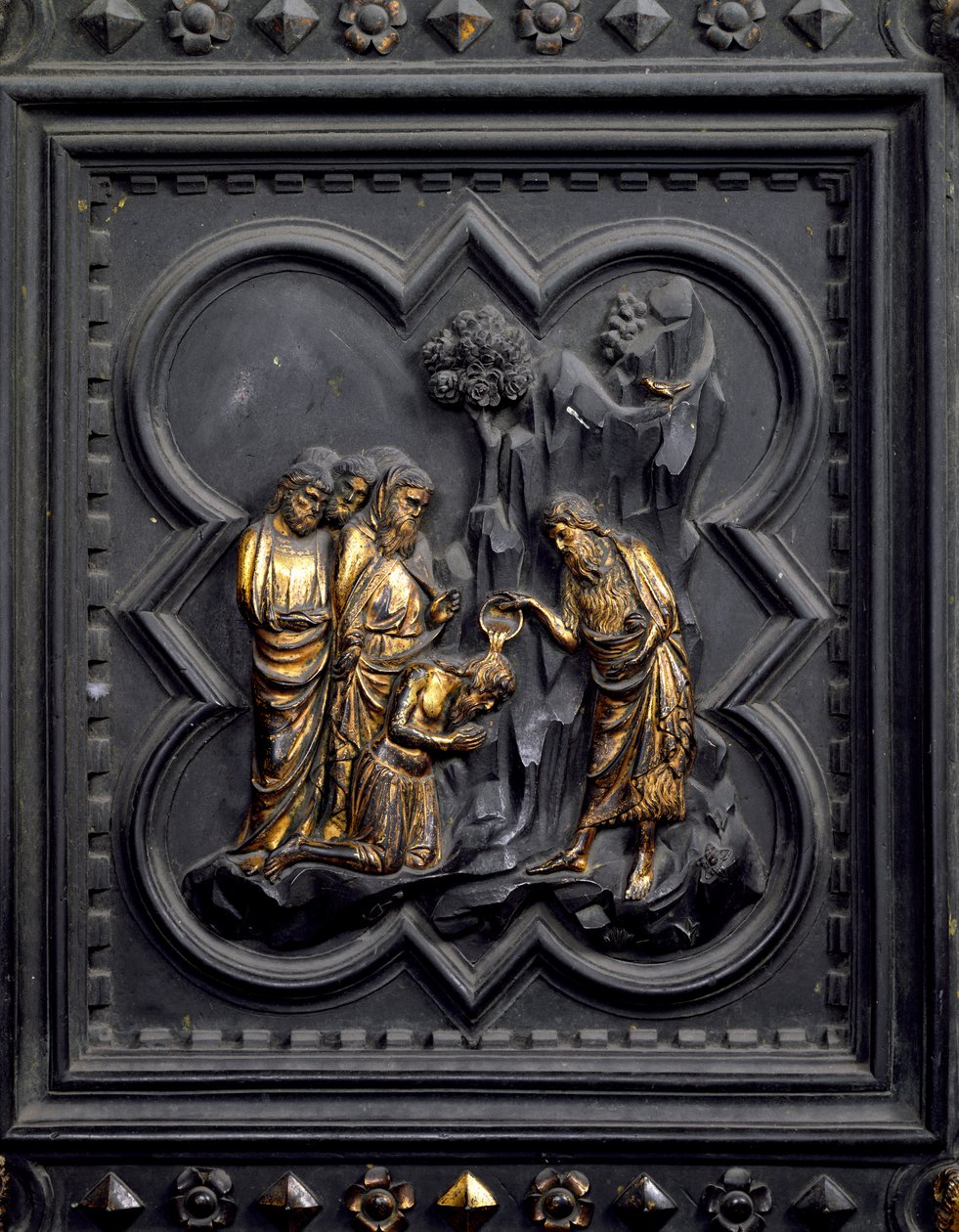 Die Taufe der Jünger, neuntes Panel der Südtüren des Baptisteriums von San Giovanni, 1336 von Andrea Pisano