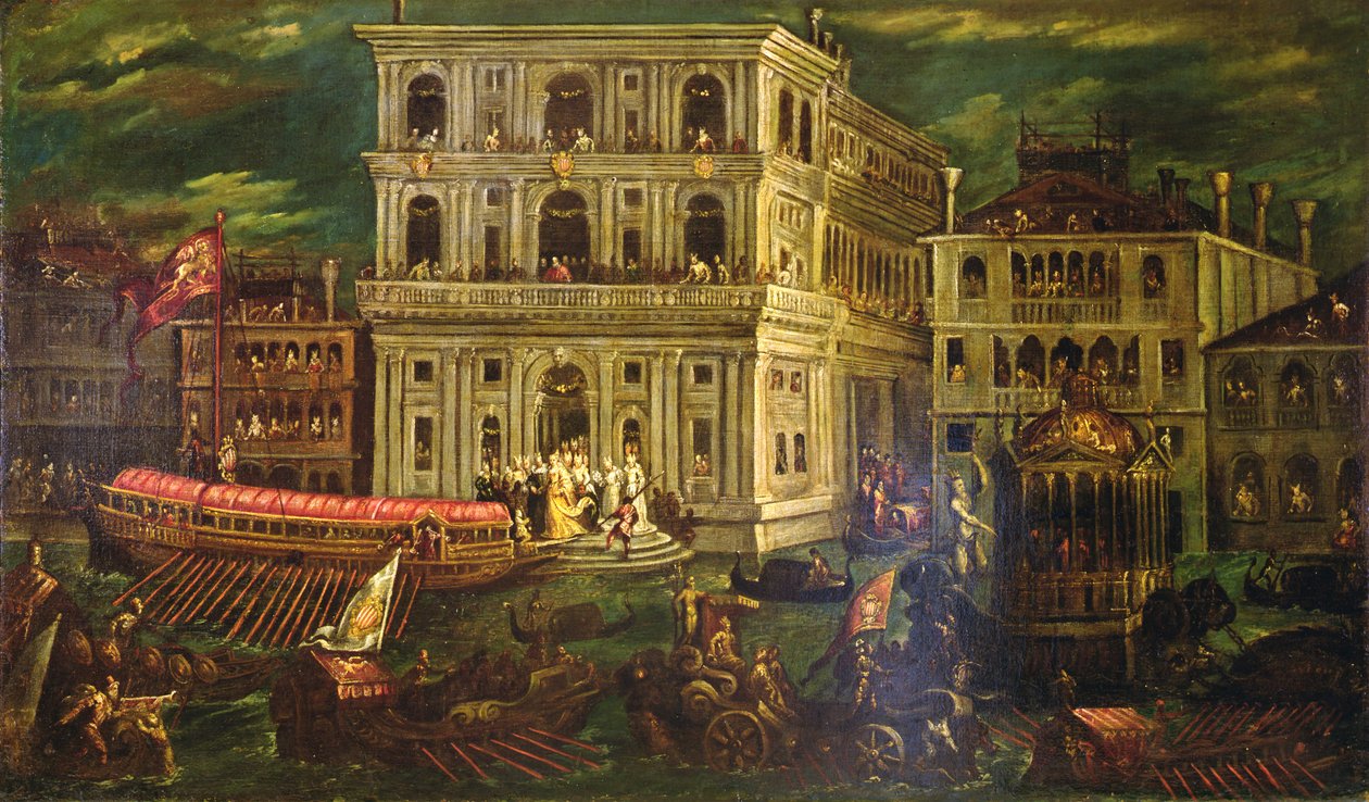 Einschiffung der Dogaressa Morosina Morosini Grimani am 4. Mai 1597, Venedig, ca. 1600 von Andrea Vicentino