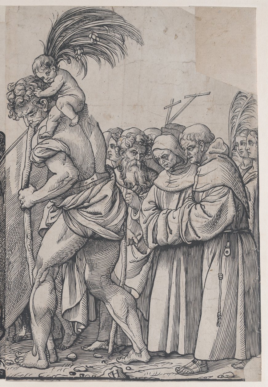 Sektion H: Heiliger Christophorus trägt das Christuskind, aus Der Triumph Christi von Andrea Andreani