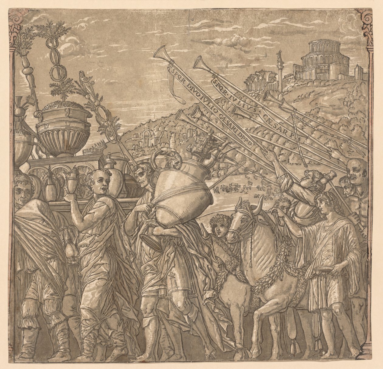 Der Triumph von Julius Caesar: Soldaten tragen Vasen, 1593-99 von Andrea Andreani