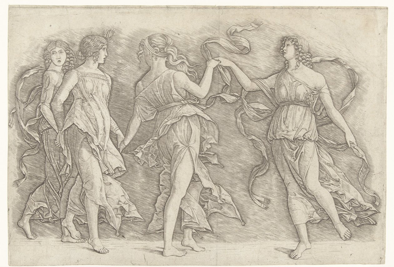 Vier tanzende Frauen von Andrea Mantegna (school of)