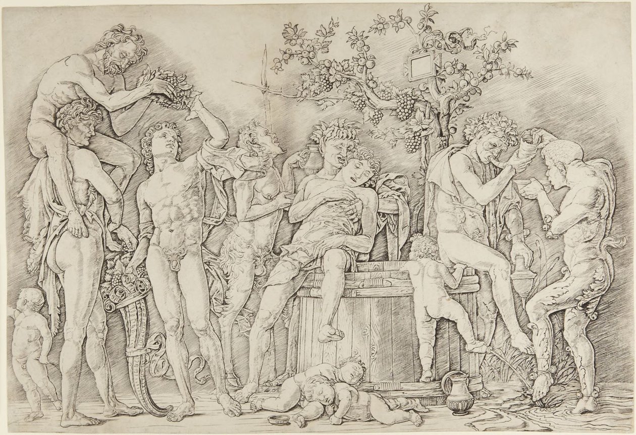 Bacchanal mit einer Weinpresse von Andrea Mantegna