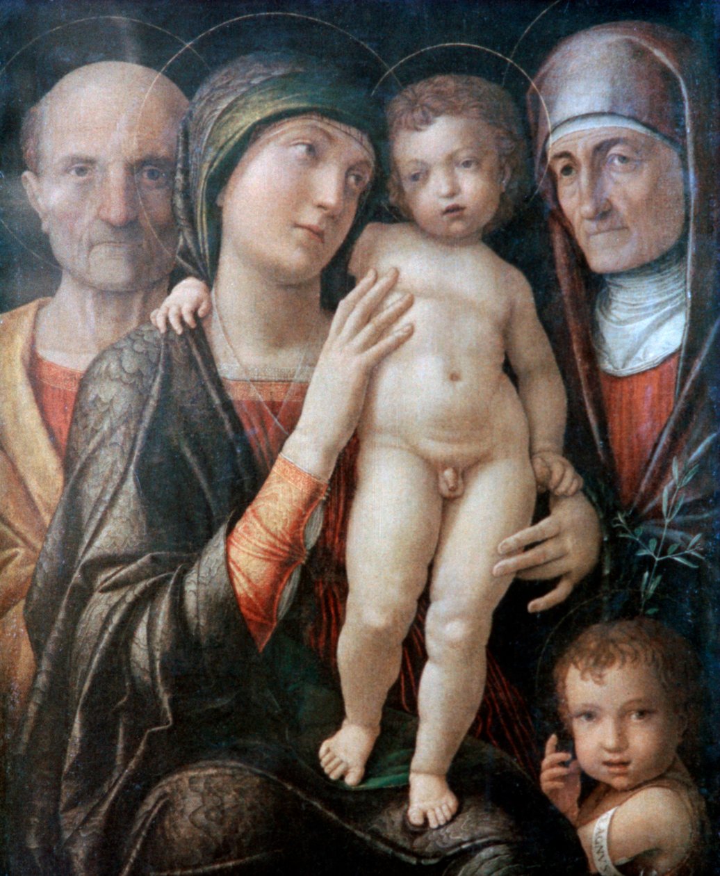 Heilige Familie mit St. Elisabeth und dem jungen Johannes dem Täufer, ca. 1495-1500 von Andrea Mantegna