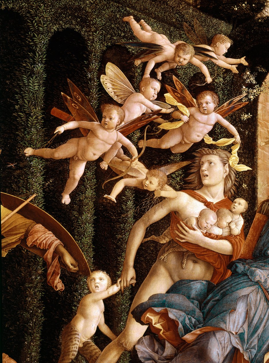 Triumph der Tugenden (Minerva vertreibt die Laster aus dem Garten der Tugend), Detail von Andrea Mantegna