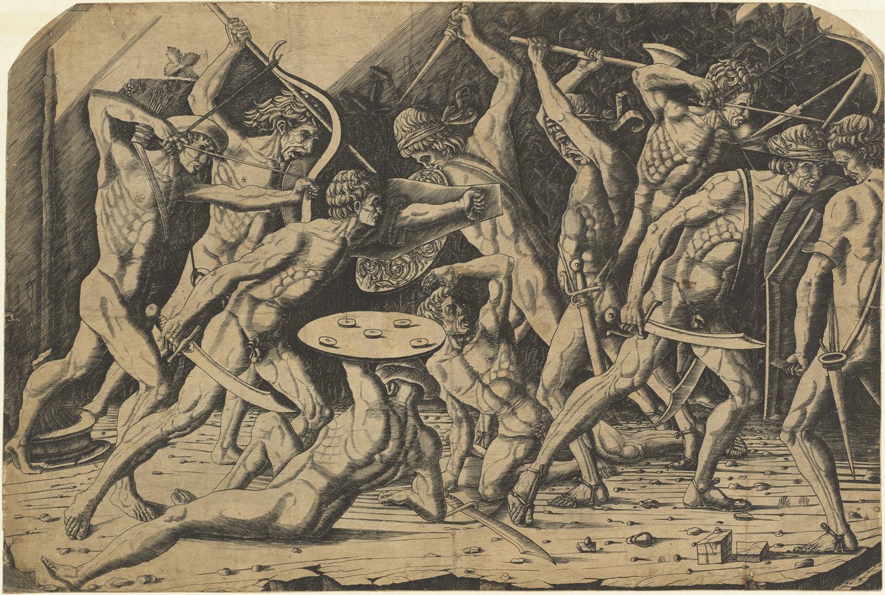 Schlacht der nackten Männer von Andrea Mantegna or School after Antonio del Pollaiuolo